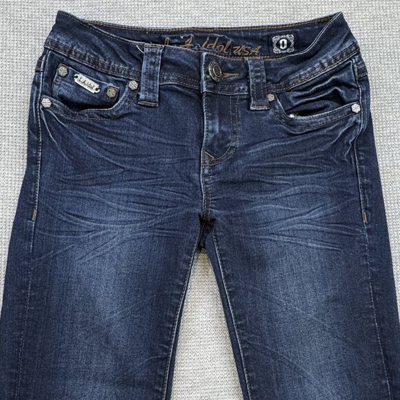 LA Idol USA Womens Blue Denim Capri Jeans Straight Leg Low Rise Size 0 W26/L18 - Picture 3 of 13